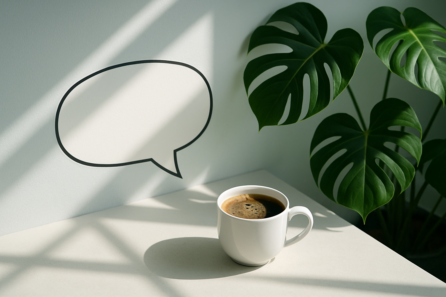 Erstgespräch Fokus-Session, Kaffee, Sprechblase